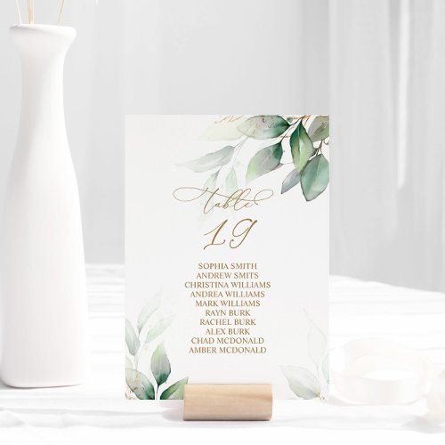 Eucalyptus Greenery Table Number 19 Seating Chart