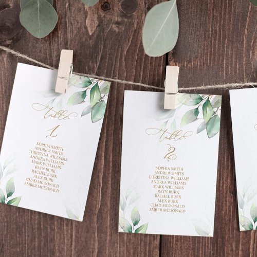 Eucalyptus Greenery Table Number 1 Seating Chart