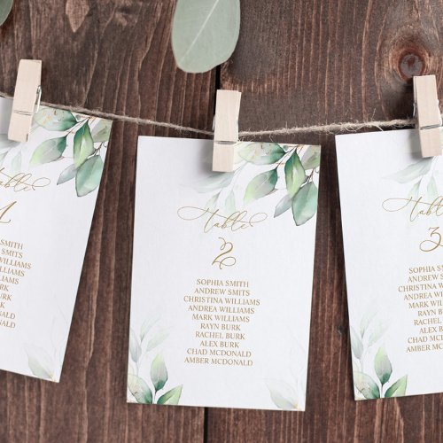 Eucalyptus Greenery Table Number 2 Seating Chart