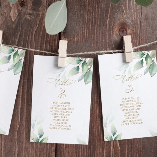 Eucalyptus Greenery Table Number 3 Seating Chart