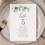 Eucalyptus Greenery Table Number 5 Wedding Seating<br><div class="desc">Plan your wedding reception with precision, from save the date, to day of the wedding events like the reception and seating arrangements with these botanical eucalyptus leaves table number seating chart cards. Simple plug in the names of the guests and the table numbers. This way, the wedding party will arrive...</div>