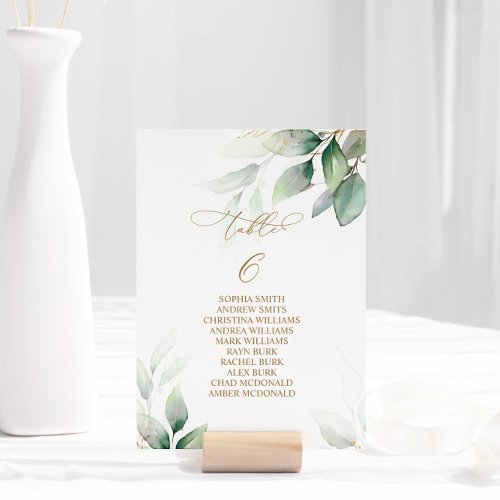 Eucalyptus Greenery Table Number 6 Seating Chart