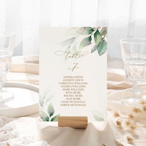 Eucalyptus Greenery Table Number 7 Seating Chart