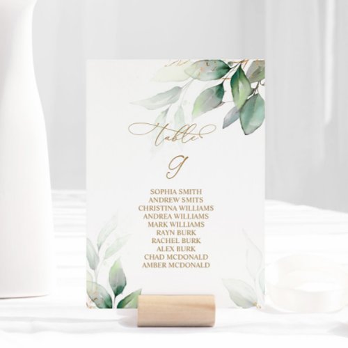 Eucalyptus Greenery Table Number 9 Seating Chart