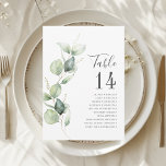 Eucalyptus Greenery Table Number Wedding Seating<br><div class="desc">Plan your wedding reception with precision, from save the date, to day of the wedding events like the reception and seating arrangements with these botanical eucalyptus leaves table number seating chart cards. Simple plug in the names of the guests and the table numbers. This way, the wedding party will arrive...</div>