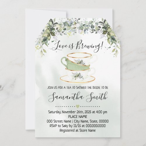 Eucalyptus greenery tea bridal shower invitation