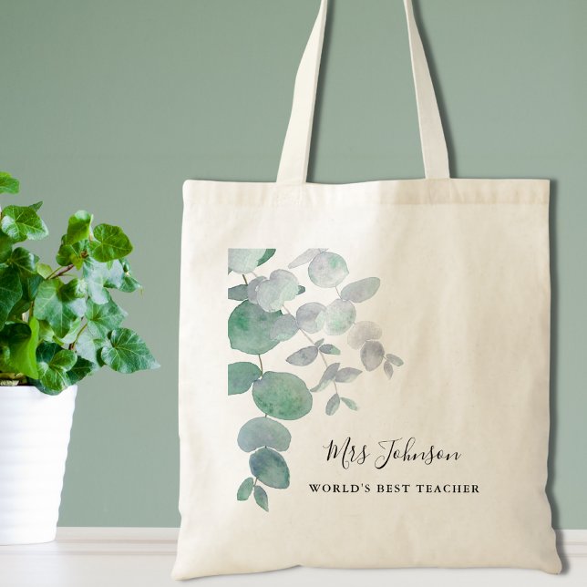 Eucalyptus Greenery Teacher's Tote Bag (Creator Uploaded)