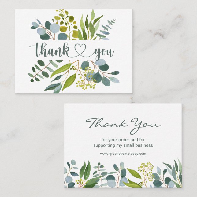 Eucalyptus Greenery Thank You Business Card (Front/Back)