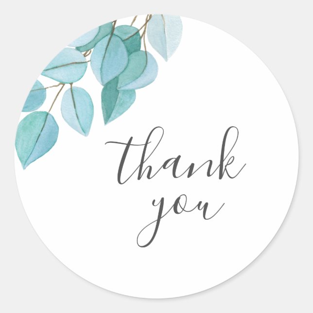Eucalyptus Greenery thank you favor Classic Round Sticker (Front)