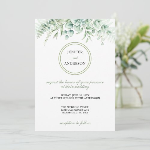 Eucalyptus Greenery Theme Wedding  Invitation