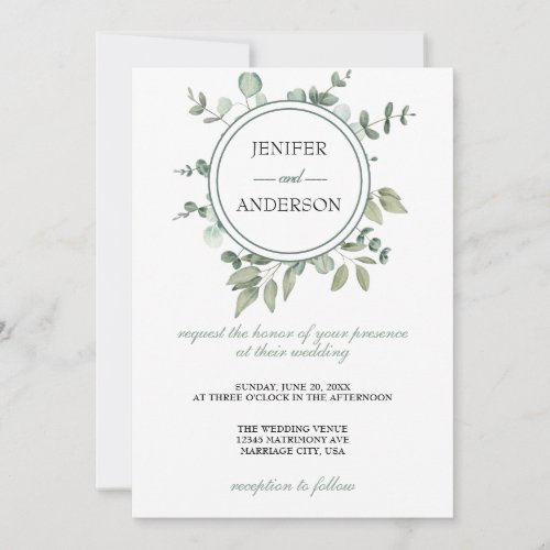 Eucalyptus Greenery Theme Wedding  Invitation