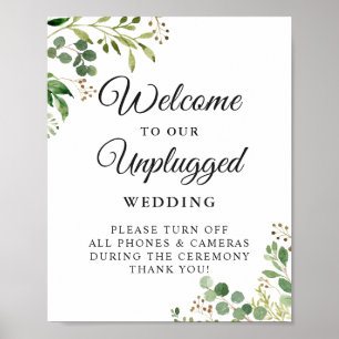 Eucalyptus Greenery Unplugged Wedding Sign