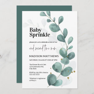 Eucalyptus Greenery Watercolor Baby Sprinkle Invitation