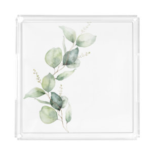 Eucalyptus Greenery Watercolor Botanical Acrylic Tray