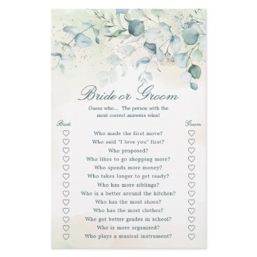 Eucalyptus Greenery Watercolor Bridal Shower Game Eucalyptus Greenery Watercolor Bridal Shower Game