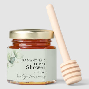 Eucalyptus Greenery Watercolor Bridal Shower Honey Jar Favors