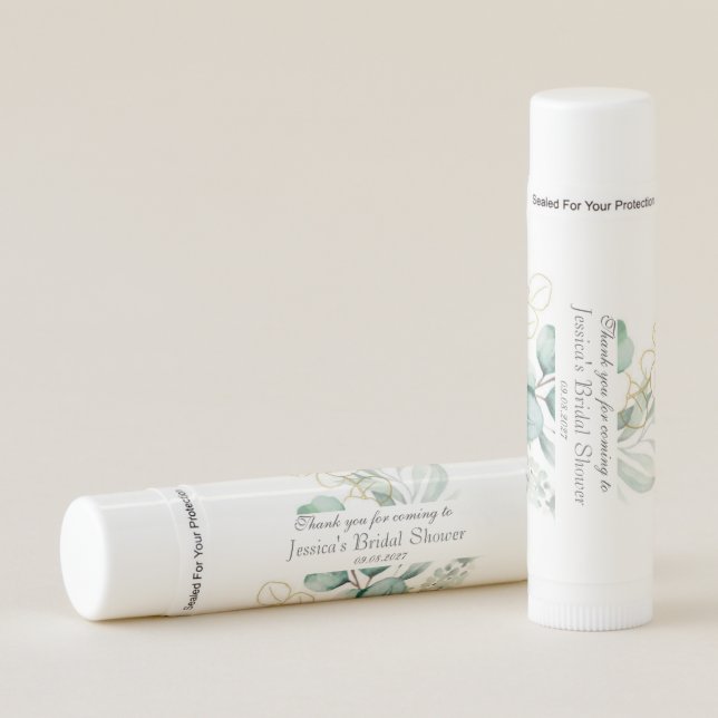 Eucalyptus Greenery Watercolor Bridal shower Lip Balm (Front)