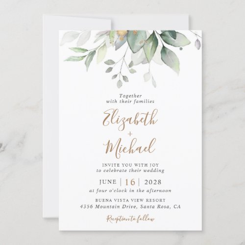 Eucalyptus Greenery Watercolor QR Code Wedding Invitation