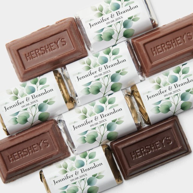 Eucalyptus Greenery Watercolor Rustic Wedding Hershey's Miniatures (Assorted)