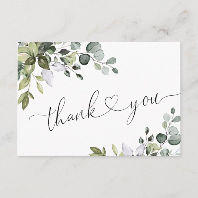 Eucalyptus Greenery Watercolor Thank You Card (Front)