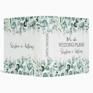 Eucalyptus Greenery Watercolor Wedding 3 Ring Binder
