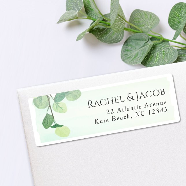 Eucalyptus Greenery Watercolor Wedding Address Label (Creator Uploaded)