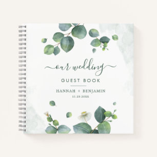 Eucalyptus Greenery Watercolor Wedding Guestbook Notebook