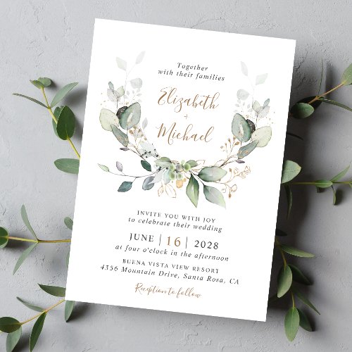 Eucalyptus Greenery Watercolor Wedding Invitation