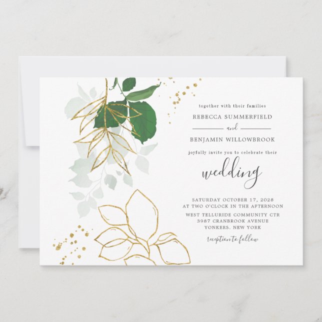 Eucalyptus Greenery Watercolor Wedding Invitation (Front)