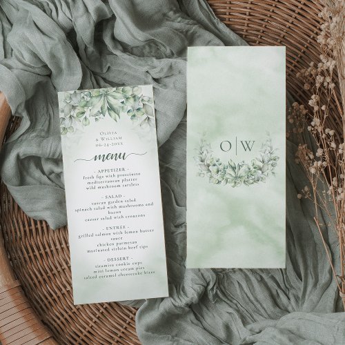 Eucalyptus Greenery Watercolor Wedding Menu