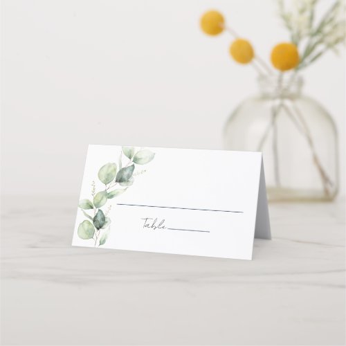 Eucalyptus Greenery Watercolor Wedding Place Card