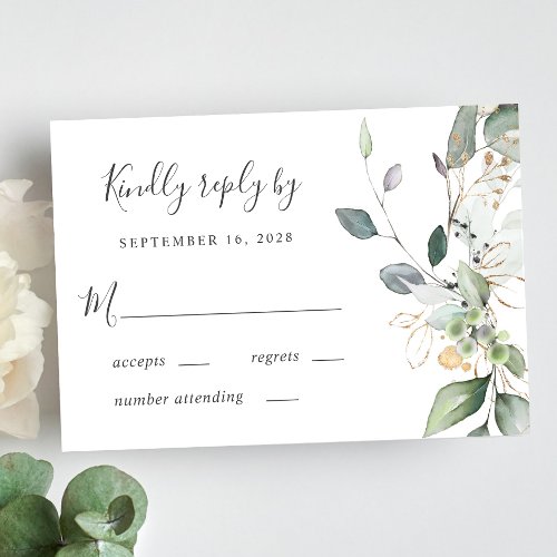 Eucalyptus Greenery Watercolor Wedding RSVP Card