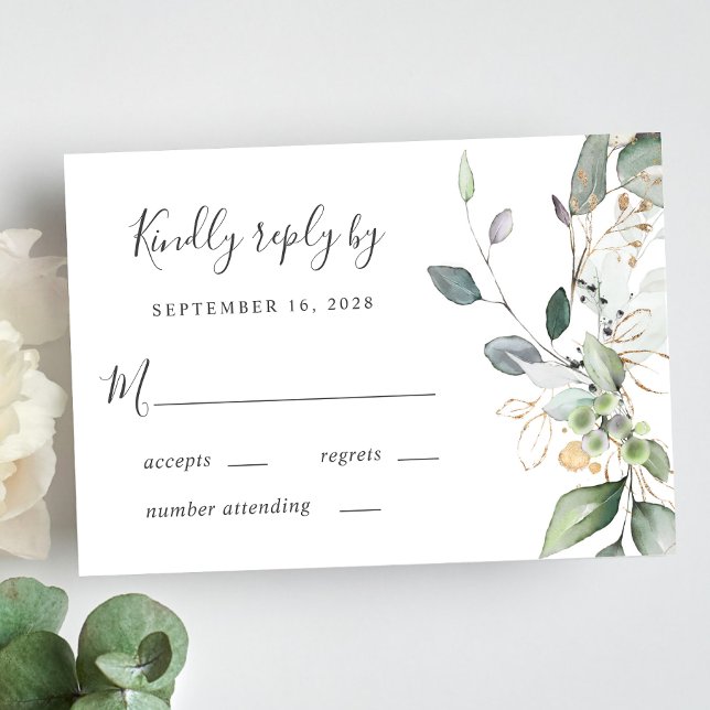 Eucalyptus Greenery Watercolor Wedding RSVP Card (Creator Uploaded)
