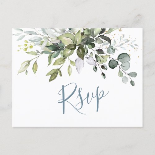 Eucalyptus Greenery Watercolor Wedding RSVP Postcard