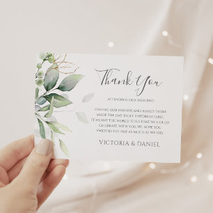 Eucalyptus Greenery Watercolor Wedding Thank You Card