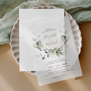 Eucalyptus Greenery Watercolor Wedding Vellum Invitations