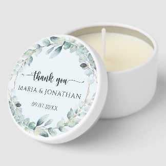 Eucalyptus Greenery Watercolor Wreath Wedding Mini Candle Favors