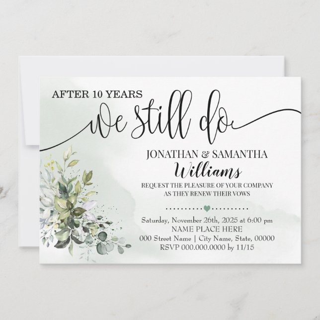 Eucalyptus greenery we still do anniversary invitation (Front)