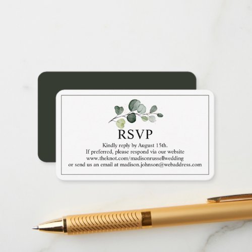 Eucalyptus Greenery Website Wedding RSVP Enclosure Card