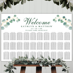 Eucalyptus Greenery Wedding 30 Table Seating Poster
