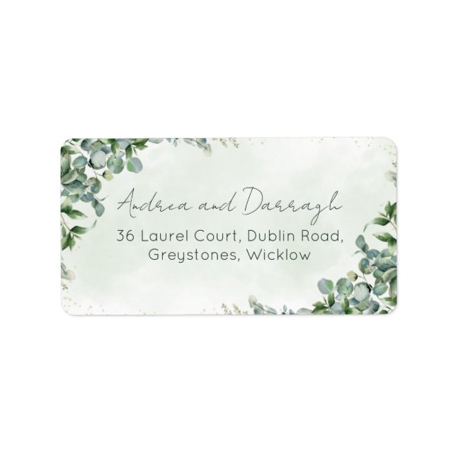 Eucalyptus Greenery Wedding Address Labels 1001 (Front)