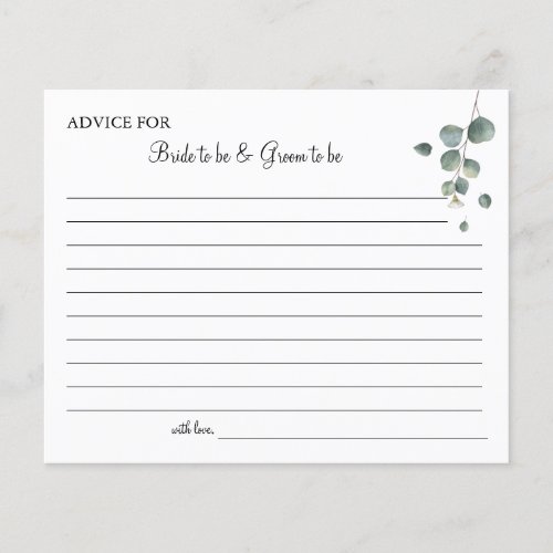 Eucalyptus greenery Wedding Advice card shower Flyer
