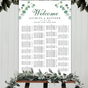 Eucalyptus Greenery Wedding Alphabetical Seating Poster