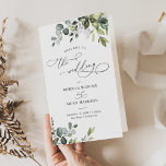 Eucalyptus Greenery Wedding Bi-Fold Program<br><div class="desc">Designed to coordinate with our Boho Greenery wedding collection,  this customizable Bi-Fold Ceremony Program features watercolor eucalyptus branches with a classy serif font & elegant calligraphy text graphics. Matching items available.</div>