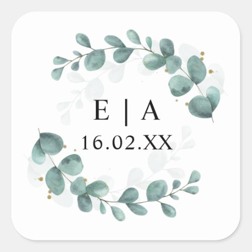 Eucalyptus Greenery Wedding Bonbonniere  Square Sticker