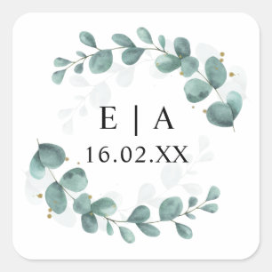 Eucalyptus Greenery Wedding Bonbonniere  Square Sticker