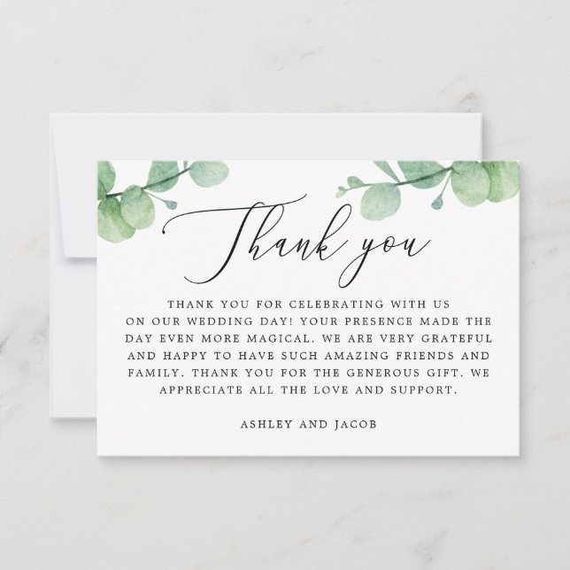 Eucalyptus Greenery Wedding | Botanical Garden Thank You Card (Front)