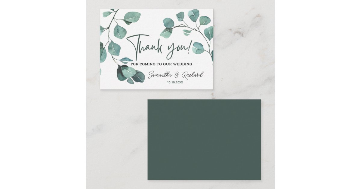 Eucalyptus Greenery Wedding Budget Thank You Card | Zazzle
