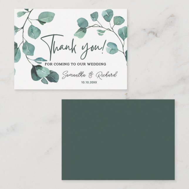 Eucalyptus Greenery Wedding Budget Thank You Card (Front/Back)