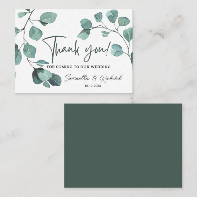 Eucalyptus Greenery Wedding Budget Thank You Card | Zazzle